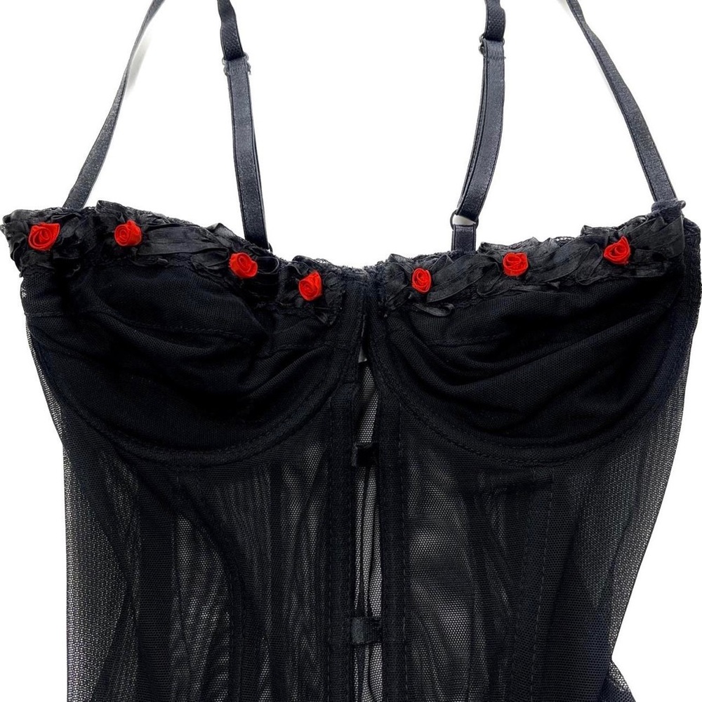 RARE 80S VTG VS ROSE BUSTIER BODYSUIT + GARTER - Picture 3 of 8